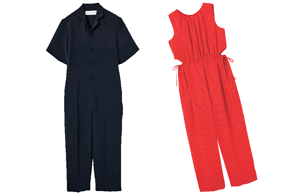左から：カジュアルにもキレイめにも着られて便利。オールインワン¥41,800※5月発売予定（ザ シンゾーン／Shinzone ルミネ有楽町店）、ウエスト部分から肌が覗く、今季らしいデザイン。海やリゾートで着るのにもぴったり。ロンパース¥35,200（COEL）