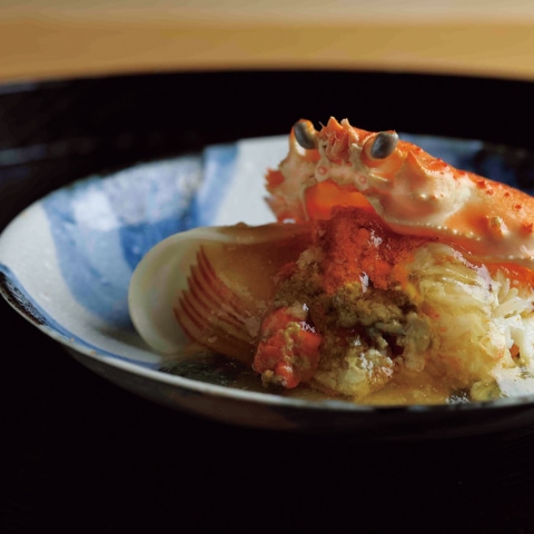 日本料理 研野の蕪と林檎とセコ蟹の土佐酢ジュレ和え