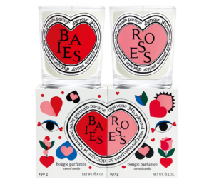 限定版バレンタインデュオ クラシックキャンドルBaies（べ）＆Roses（ローズ）各190g ¥20,240（ディプティック／ディプティック ジャパン）