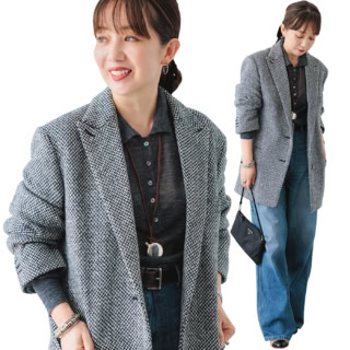 おしゃれな大人の「おじさんっぽく見えない」ツイードジャケットコーデ【泉 亜希子さんの私服スナップ】　