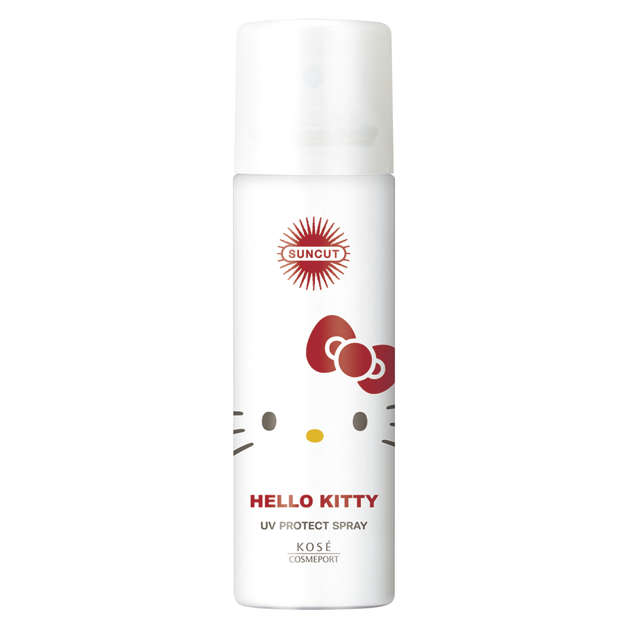 サンカット® プロテクトUV スプレー 限定デザイン ハローキティ SPF50+・PA++++ 60g ¥768※参考価格（コーセーコスメポート）© 2025 SANRIO CO., LTD. APPR. NO. L656008