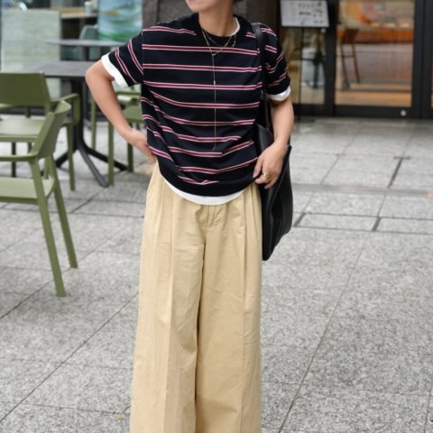 【おしゃれスナップ】低身長のスポーツMIXコーデは「ゴールドジュエリー」が味方です｜小川ゆりさん