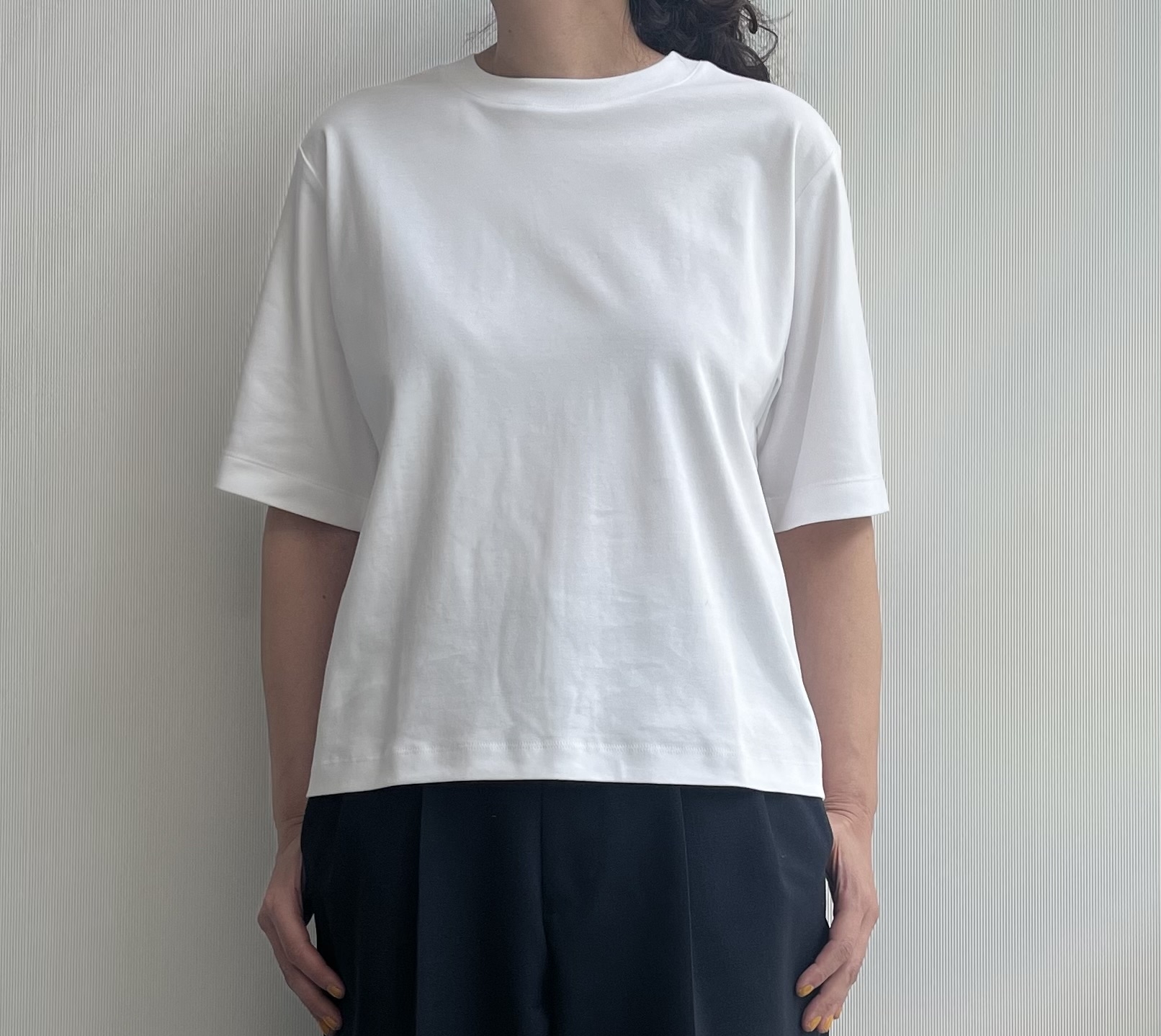 涼感UVカットクルーネックワイド半袖Tシャツ￥1,990（無印良品）
