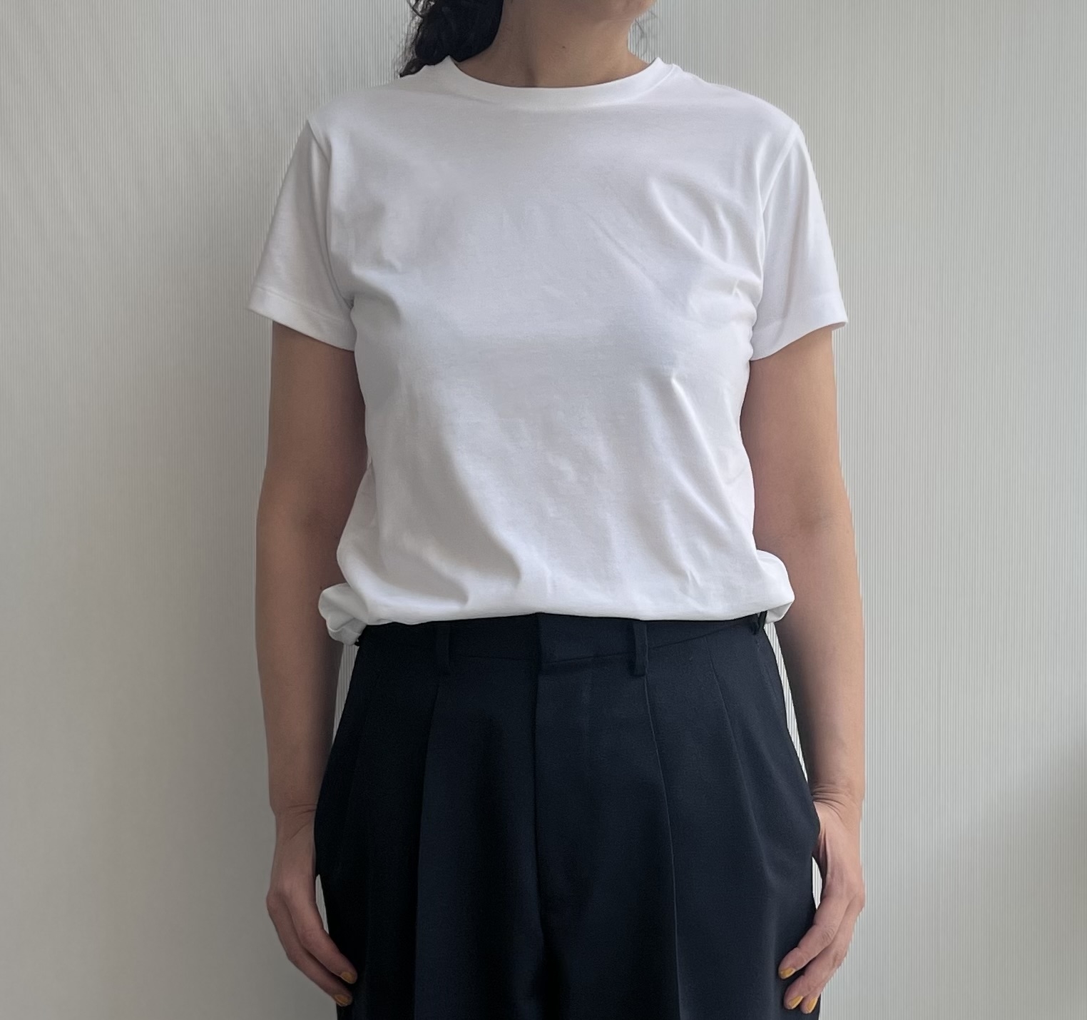 天竺編みクルーネック半袖Tシャツ￥990（無印良品）