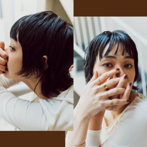 シンプルな服に素爪はNG。【ブラウンのネイル＆髪の質感を整えるバーム】40代のおしゃれのルール