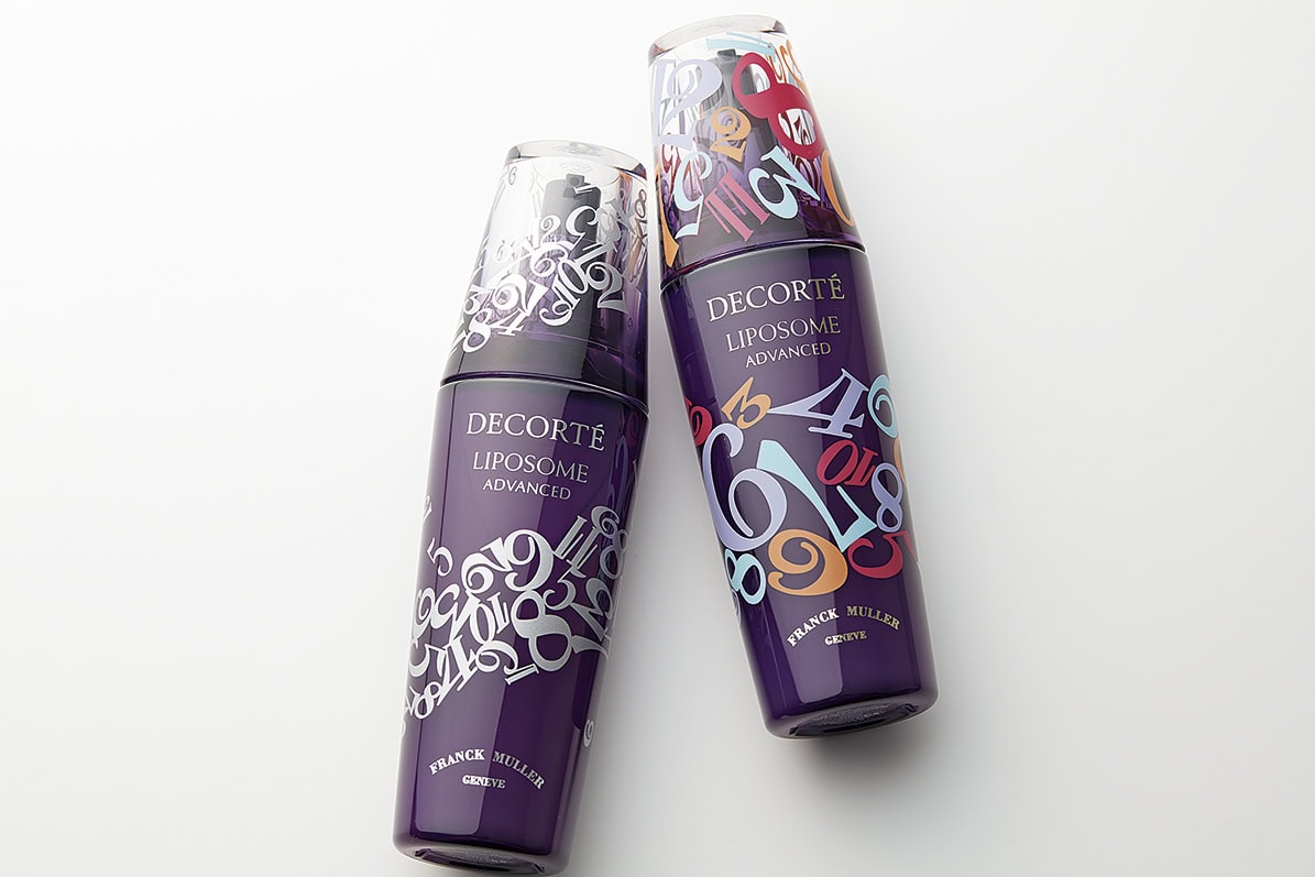 右から：リポソーム アドバンスト リペアセラム FRANCK MULLER EDITION Color Dreams、同 Pilosophy of Time 各110mL ¥22,550（共にコスメデコルテ・6月1日数量限定発売）