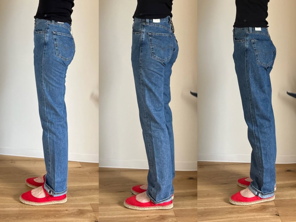 左から28・29・30インチ。「505™」各￥18,700（リーバイス®）。ヒップ下のシワの入り方などが、サイズが合ってないかのバロメーターにもなるかも