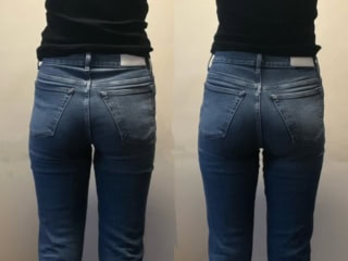 後ろ姿も意外と違いました。左に比べると、ハリのある若々しいお尻に♡