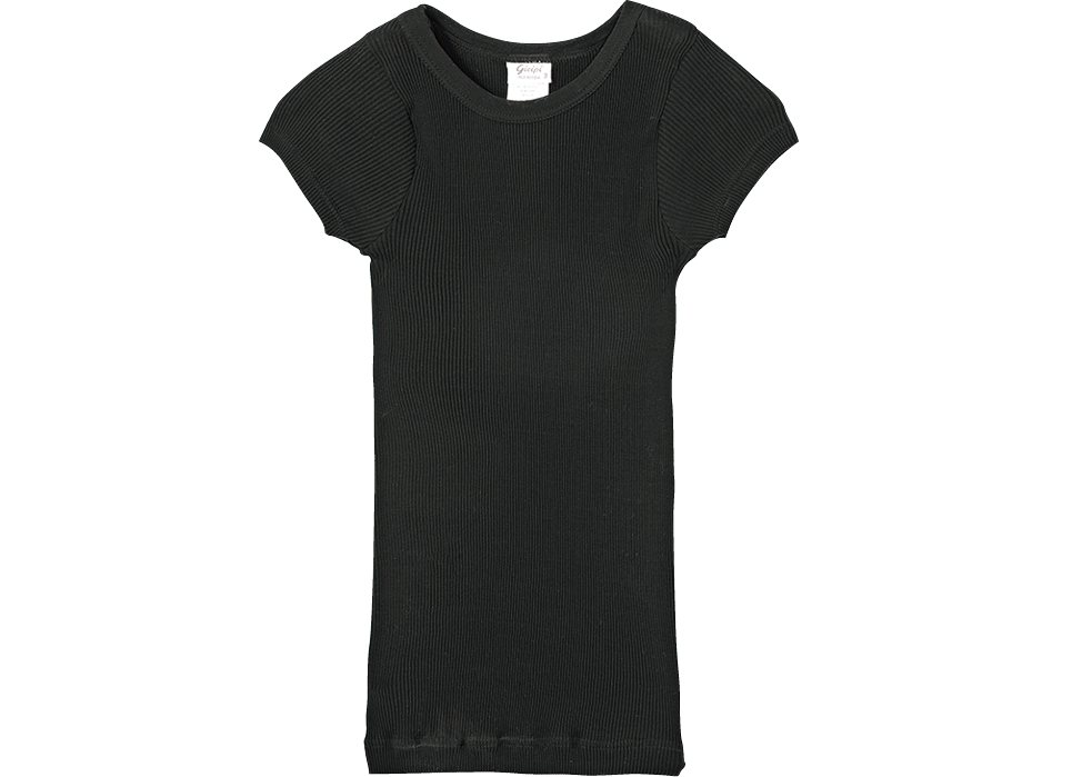 柔らかく伸びのよい上質なコットン100%の素材を使用したリブのフレンチスリーブTシャツ。¥7,480（ジチピ／フォーチュンチー ジャパン）