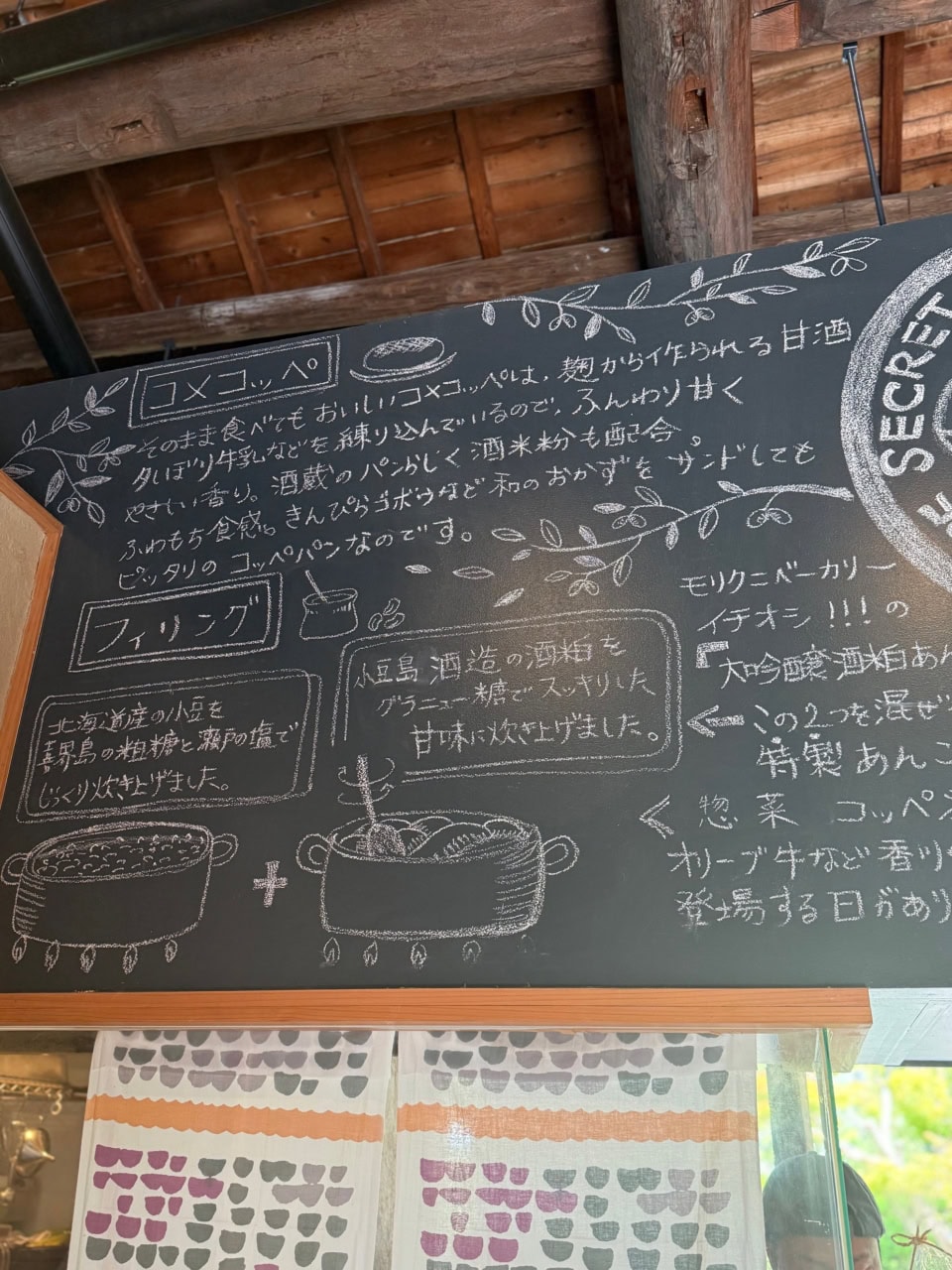 MORIKUNIベーカリー　メニューの黒板