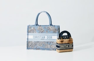 左から：バッグ〈DIOR BOOK TOTE〉［H27.5×W36×D16.5㎝］¥500,000、バッグ〈LADY DIOR〉［H15×W17×D7㎝］¥765,000（共にディオール／クリスチャン ディオール）
