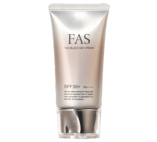 FAS ザ ブラック デイ クリーム SPF50+/PA++++ 40g ¥6,600（シロク）