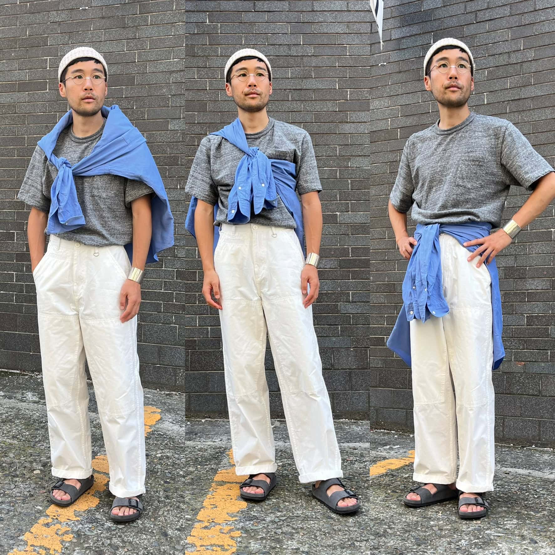 同じスタイリングでも、シャツのアレンジが違うだけで表情が変わるんです！