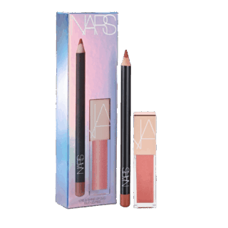 NARS ライン & シャイン リップ デュオ 05101 ￥4,510※2025年10月24日オンライン限定発売【セット内容】左から：プレシジョンリップライナー ROSEBUD ウォームロージーピンク [日本未発売色・現品サイズ]、アフターグロー リップシャイン 02469[既存色・ミニサイズ（ 3.7mL）]