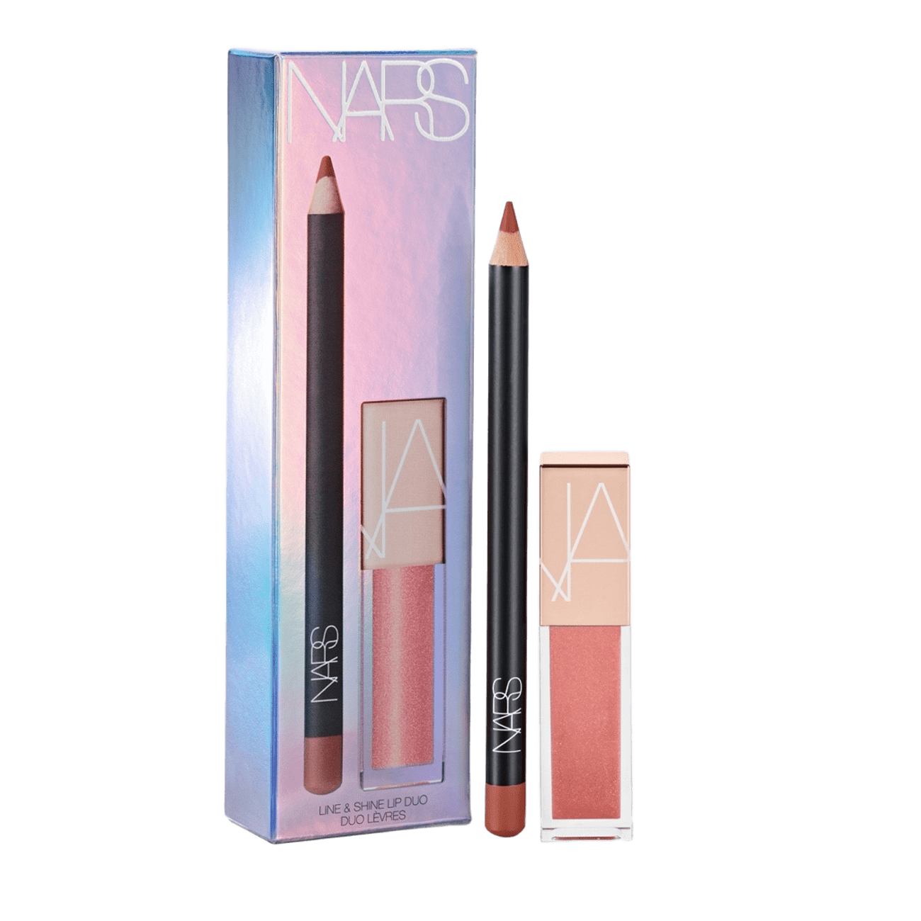 NARS ライン & シャイン リップ デュオ 05101 ￥4,510※2025年10月24日オンライン限定発売【セット内容】左から：プレシジョンリップライナー ROSEBUD ウォームロージーピンク [日本未発売色・現品サイズ]、アフターグロー リップシャイン 02469[既存色・ミニサイズ（ 3.7mL）]