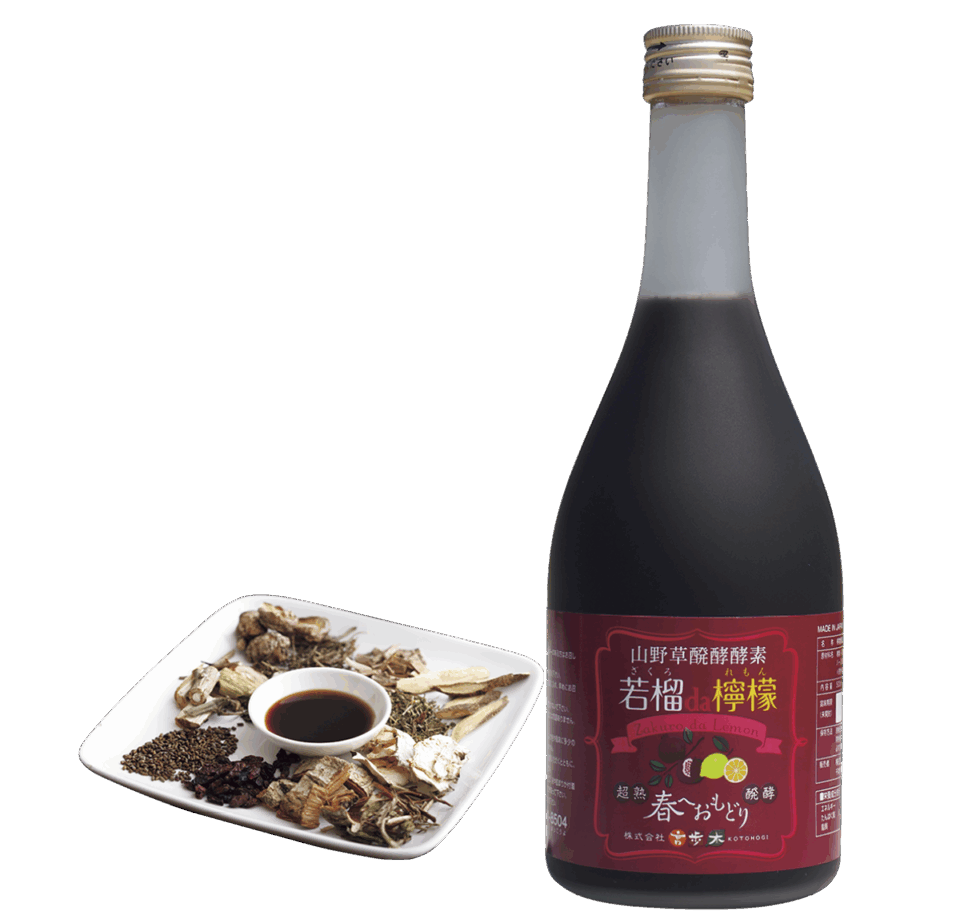 ミューズ界隈に浸透中の酵素ドリンク。ザクロなど61種の植物を発酵させていて、ファイトケミカルや発酵菌生産物質など7083種の成分が！ 若榴 da 檸檬 500mL ¥6,100（言歩木）