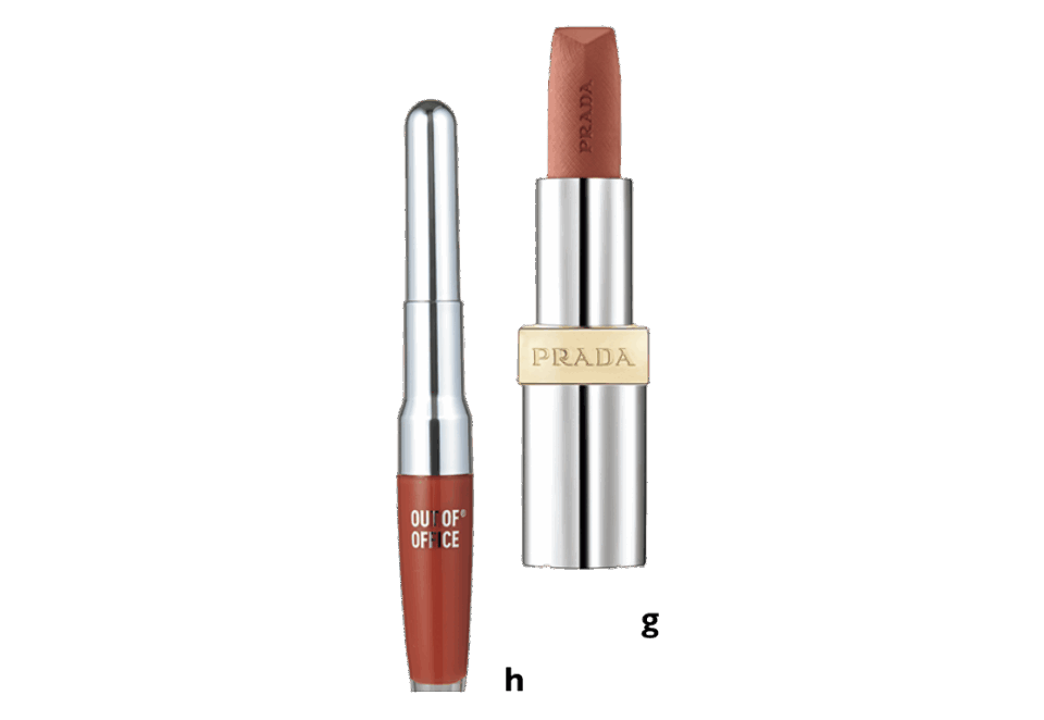 g PRADA BEAUTYのモノクローム ウェイトレス リップカラー（マット レザー） B01 h OUT OF OFFICEの2in1 リップグロス + リップライナー LC504は本人私物