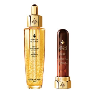 左から：アベイユ ロイヤル ウォータリー オイル セロム 75mL ¥25,300、同 ビー ラボ ショット 7個入り ¥8,580（共にゲラン）