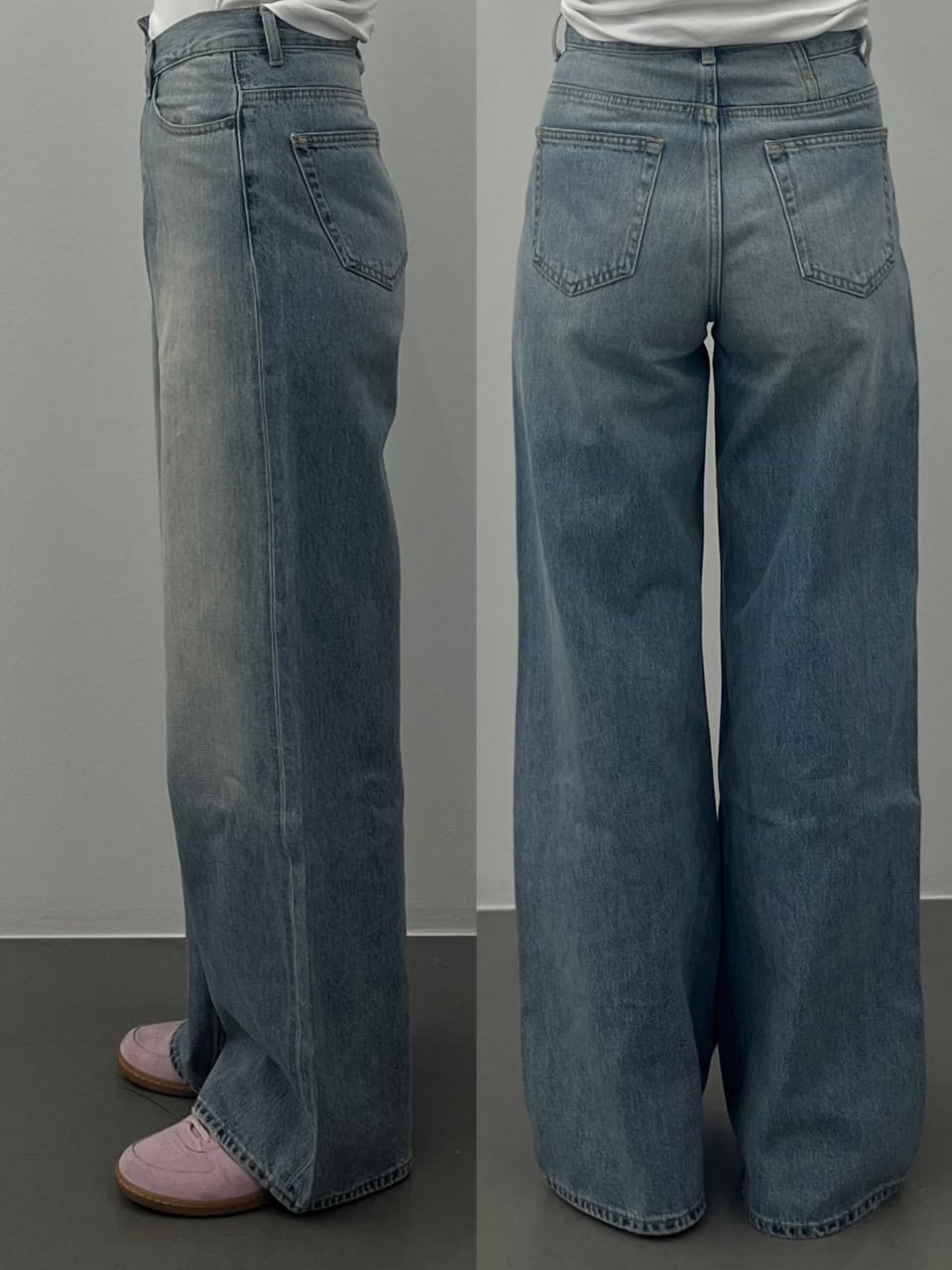 【CROSS WAIST WIDE STRAIGHT】腰まわりのラインもめちゃくちゃキレイですね。ハイウエストなので安心感もありますし、これは大人もぜひはいてほしい！
