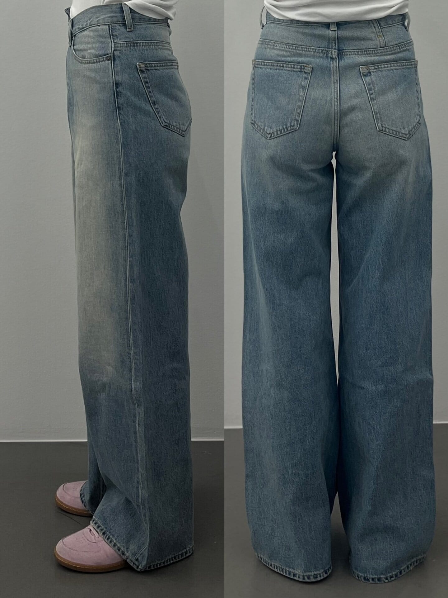 【CROSS WAIST WIDE STRAIGHT】腰まわりのラインもめちゃくちゃキレイですね。ハイウエストなので安心感もありますし、これは大人もぜひはいてほしい！
