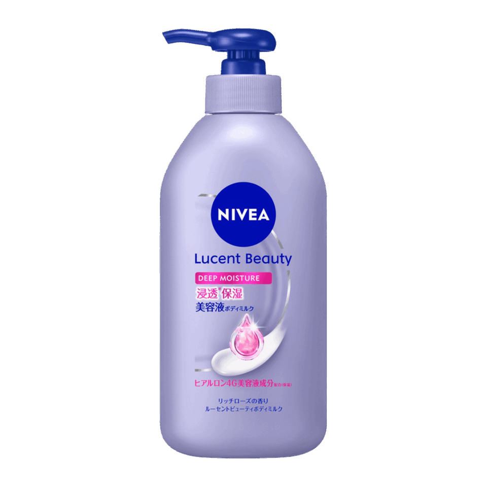 ニベア ルーセントビューティ ディープモイスチャー 浸透保湿美容液ボディミルク 350g（ポンプタイプ）、同 200g（ボトルタイプ）
