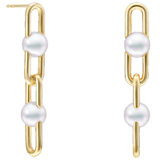 イヤリング〈ファイン リンク〉［18Kイエローゴールド×あこや真珠］ ¥1,034,000（TASAKI）