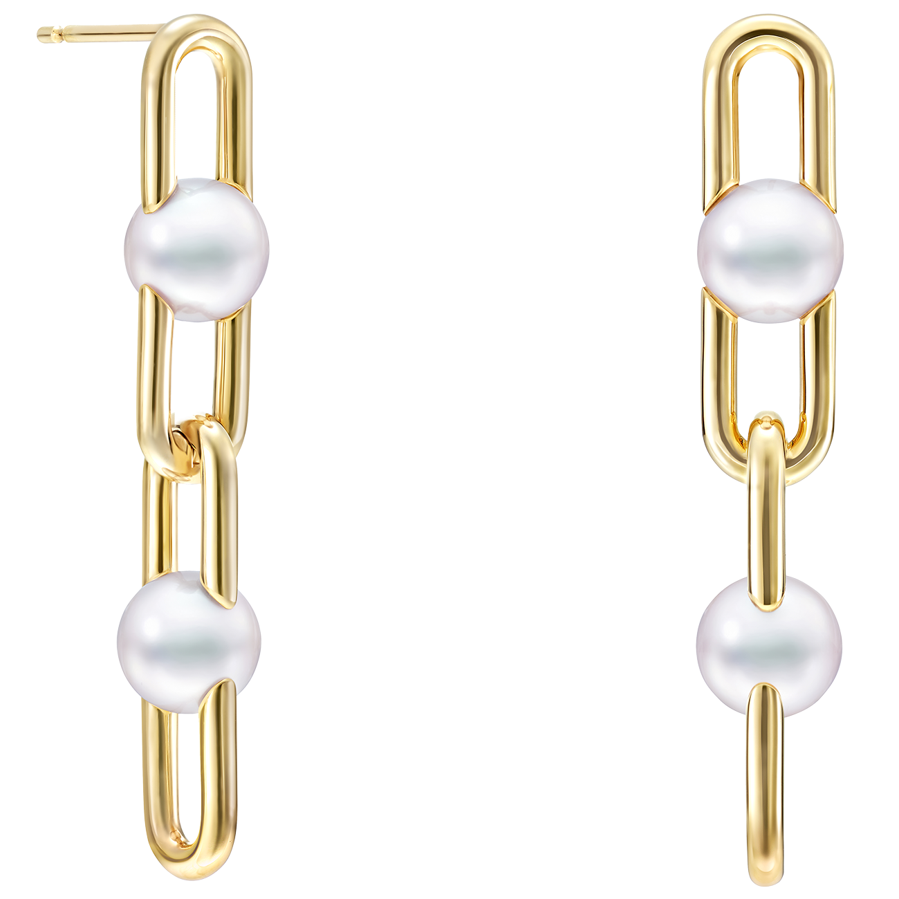 イヤリング〈ファイン リンク〉［18Kイエローゴールド×あこや真珠］ ¥1,034,000（TASAKI）