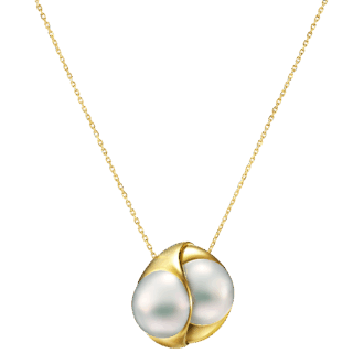 ペンダント〈リキッド スカルプチャー〉［18Kイエローゴールド×マベ真珠］¥1,430,000（TASAKI）