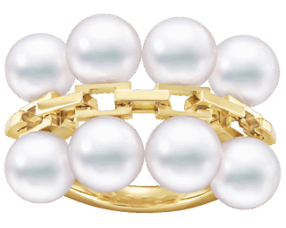 リング〈シークエンス〉［18Kイエローゴールド×あこや真珠］¥1,100,000（TASAKI）