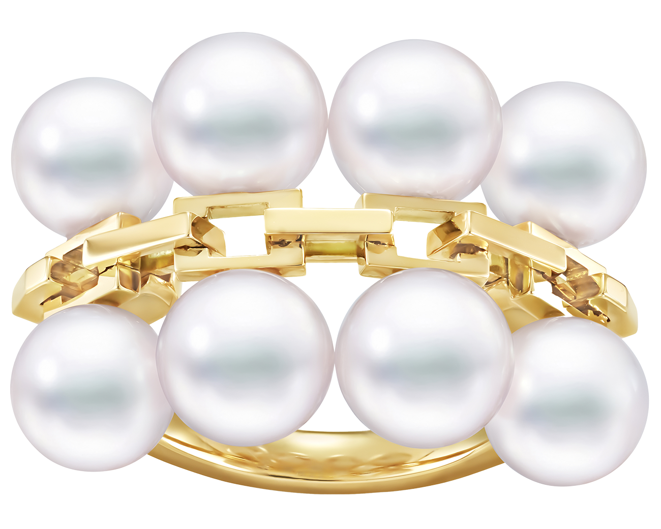 リング〈シークエンス〉［18Kイエローゴールド×あこや真珠］¥1,100,000（TASAKI）