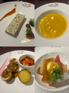 スタータとスープ、メイン、デザートのランチコースを堪能しました。どれもおいしかったんですが、個人的に気に入ったのはかぼちゃのスープ。ちょっとかぼちゃは苦手なのに、これはおかわりしたくなるほどでした♡