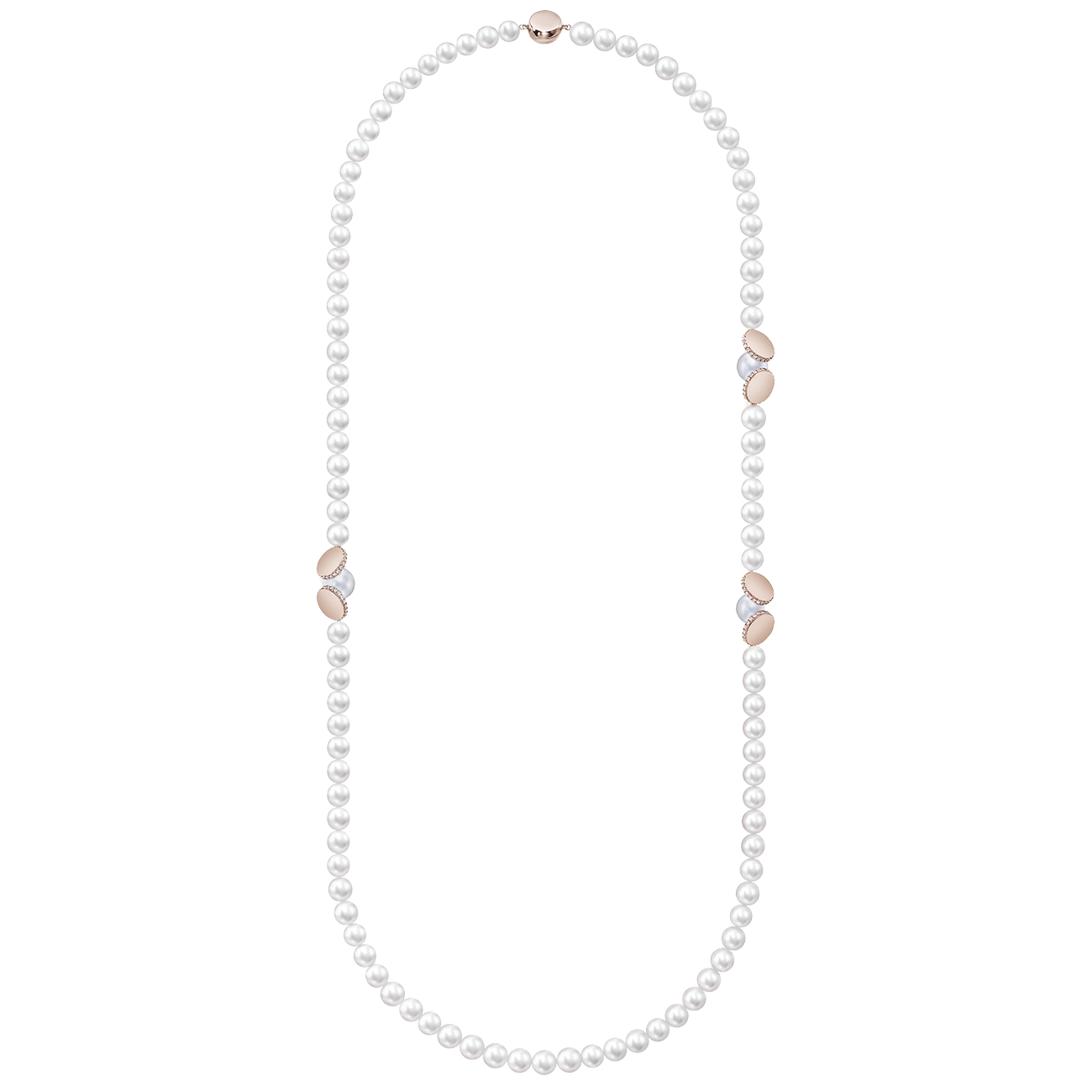 ネックレス〈ディスクパール〉［18KSAKURA ゴールド×南洋真珠 白蝶×淡水真珠×ダイヤモンド ］ ¥4,180,000（TASAKI）