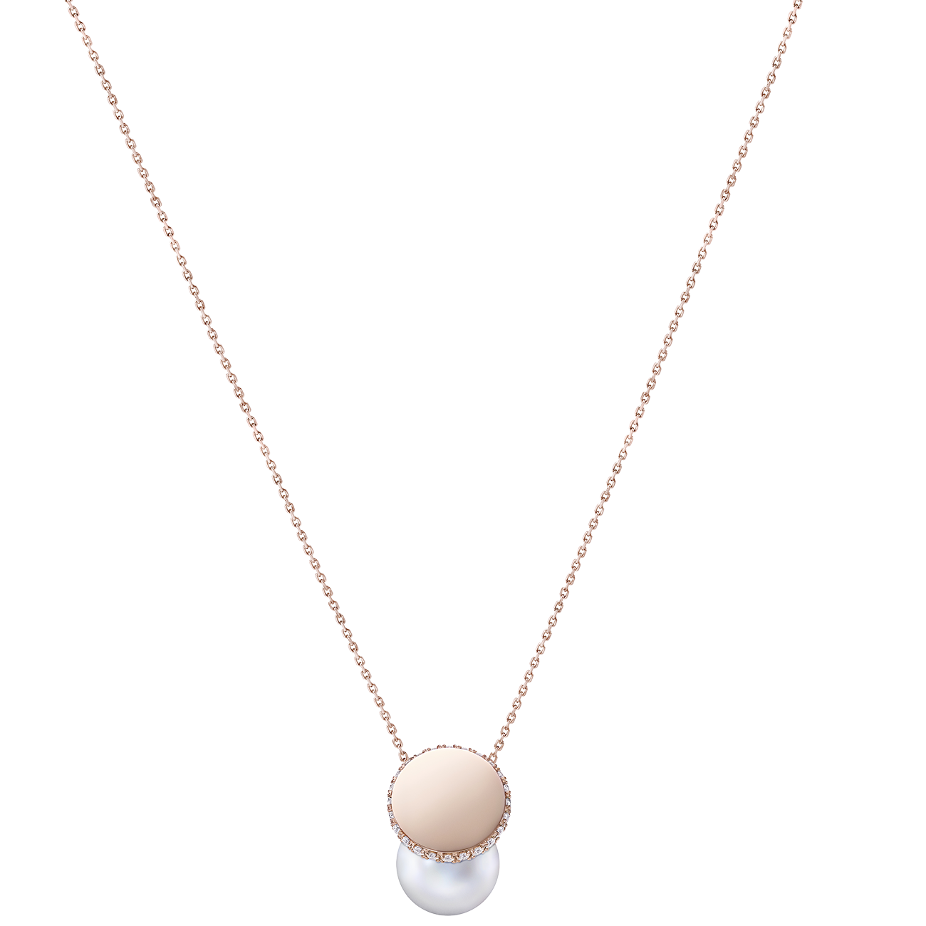 ネックレス〈ディスクパール〉［18KSAKURA ゴールド×南洋真珠 白蝶×ダイヤモンド］¥1,210,000（TASAKI）