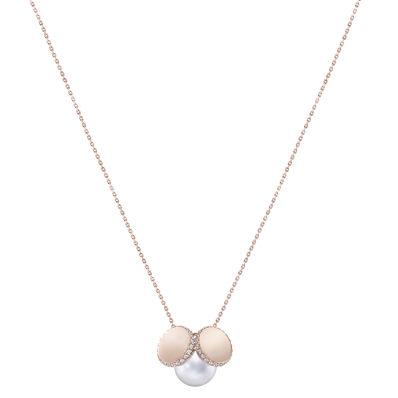 ネックレス〈ディスクパール〉［18KSAKURA ゴールド×南洋真珠 白蝶×ダイヤモンド］¥1,430,000（TASAKI）