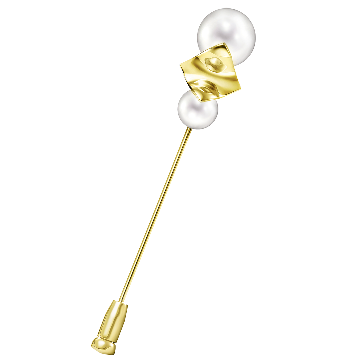ブローチ〈スクエアリーフ〉［18Kイエローゴールド× 淡水真珠］ ¥286,000（TASAKI）