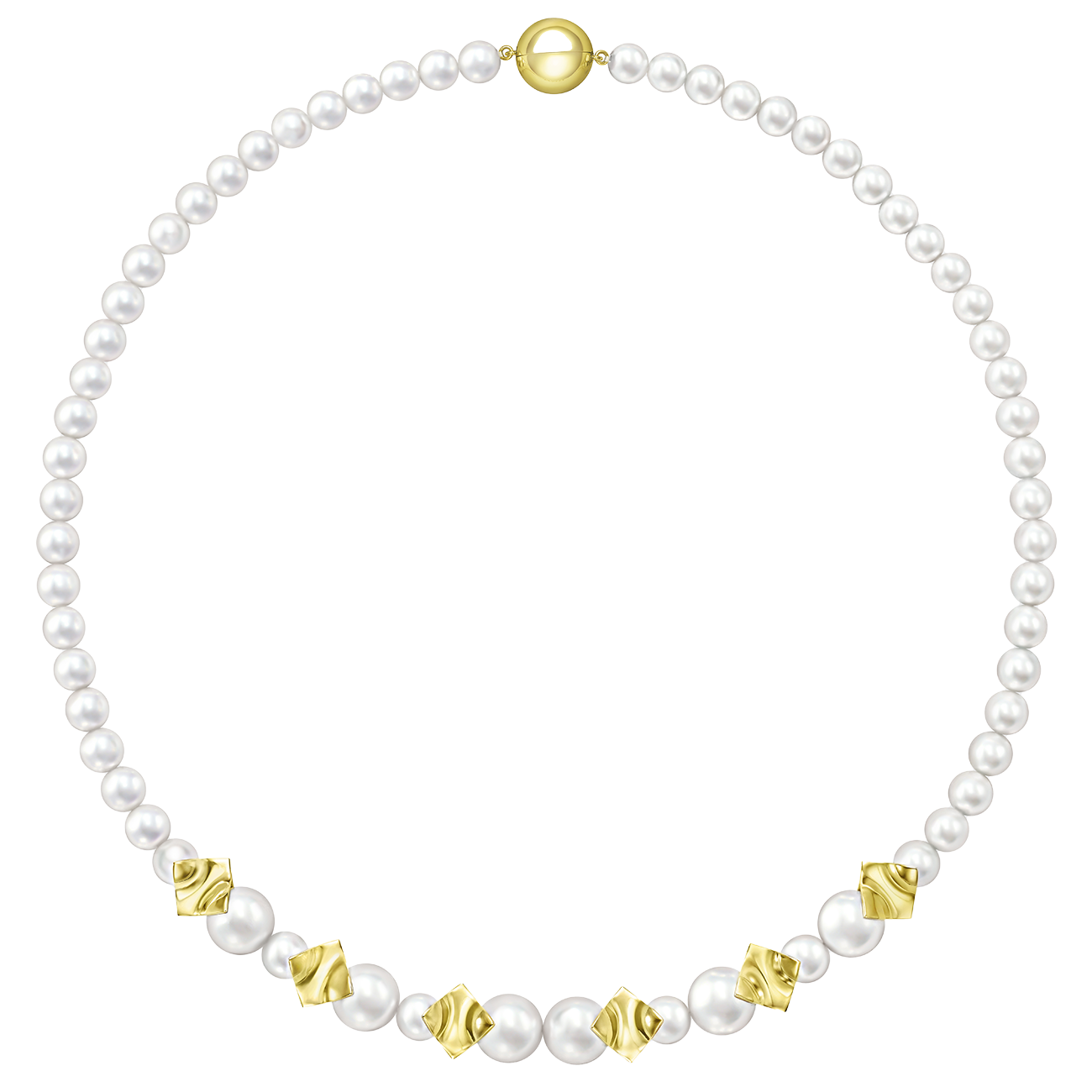ネックレス〈スクエアリーフ〉［18Kイエローゴールド× 淡水真珠］¥2,035,000（TASAKI）
