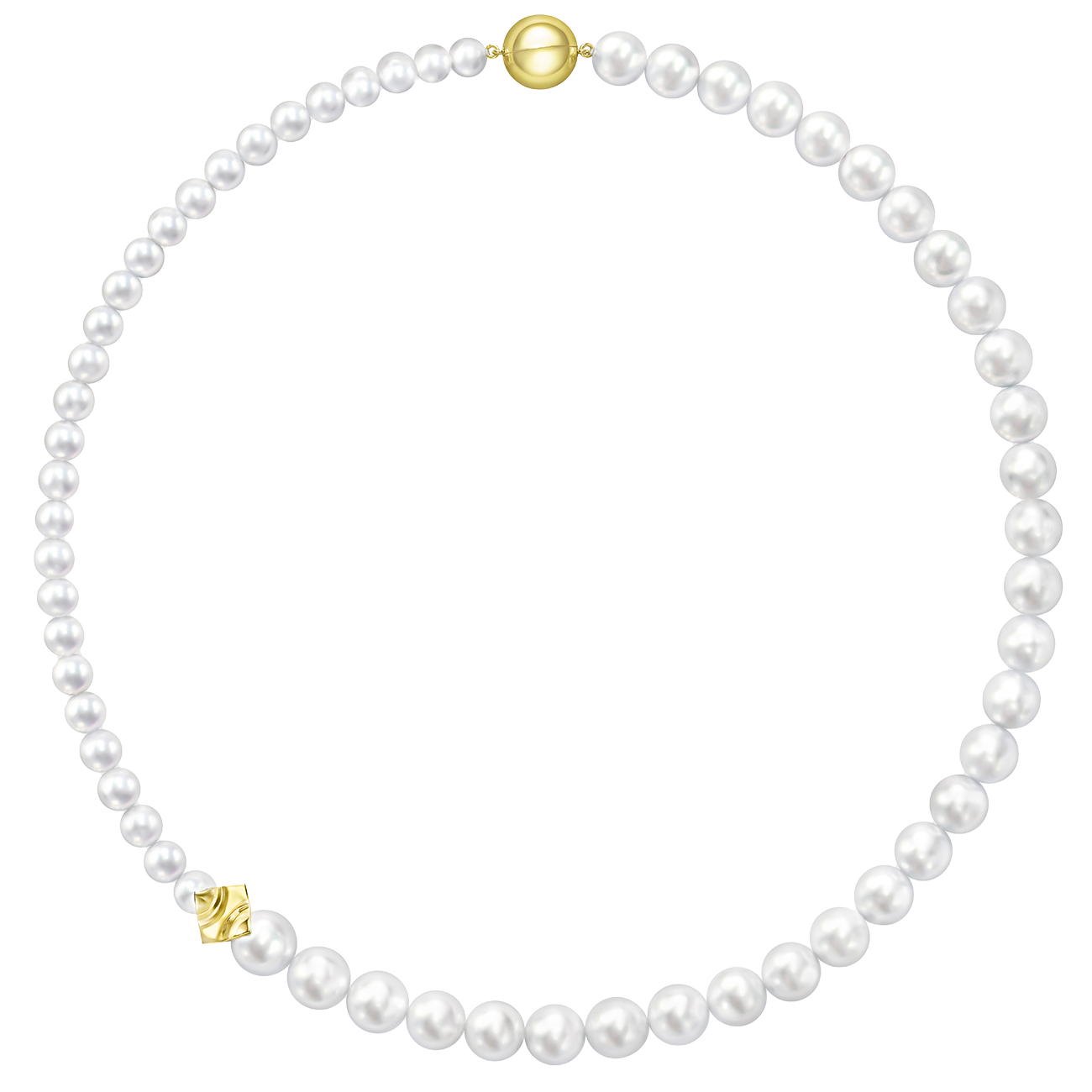 ネックレス〈スクエアリーフ〉［18Kイエローゴールド× 淡水真珠］¥1,540,000（TASAKI）