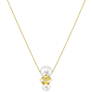 ペンダント〈スクエアリーフ〉［18Kイエローゴールド× 淡水真珠］¥407,000（TASAKI）