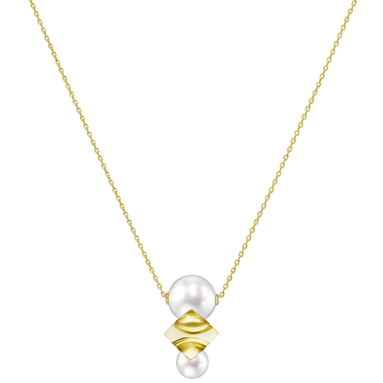 ペンダント〈スクエアリーフ〉［18Kイエローゴールド× 淡水真珠］¥407,000（TASAKI）