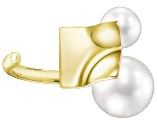 リング〈スクエアリーフ〉［18Kイエローゴールド× 淡水真珠］ ¥440,000（TASAKI）