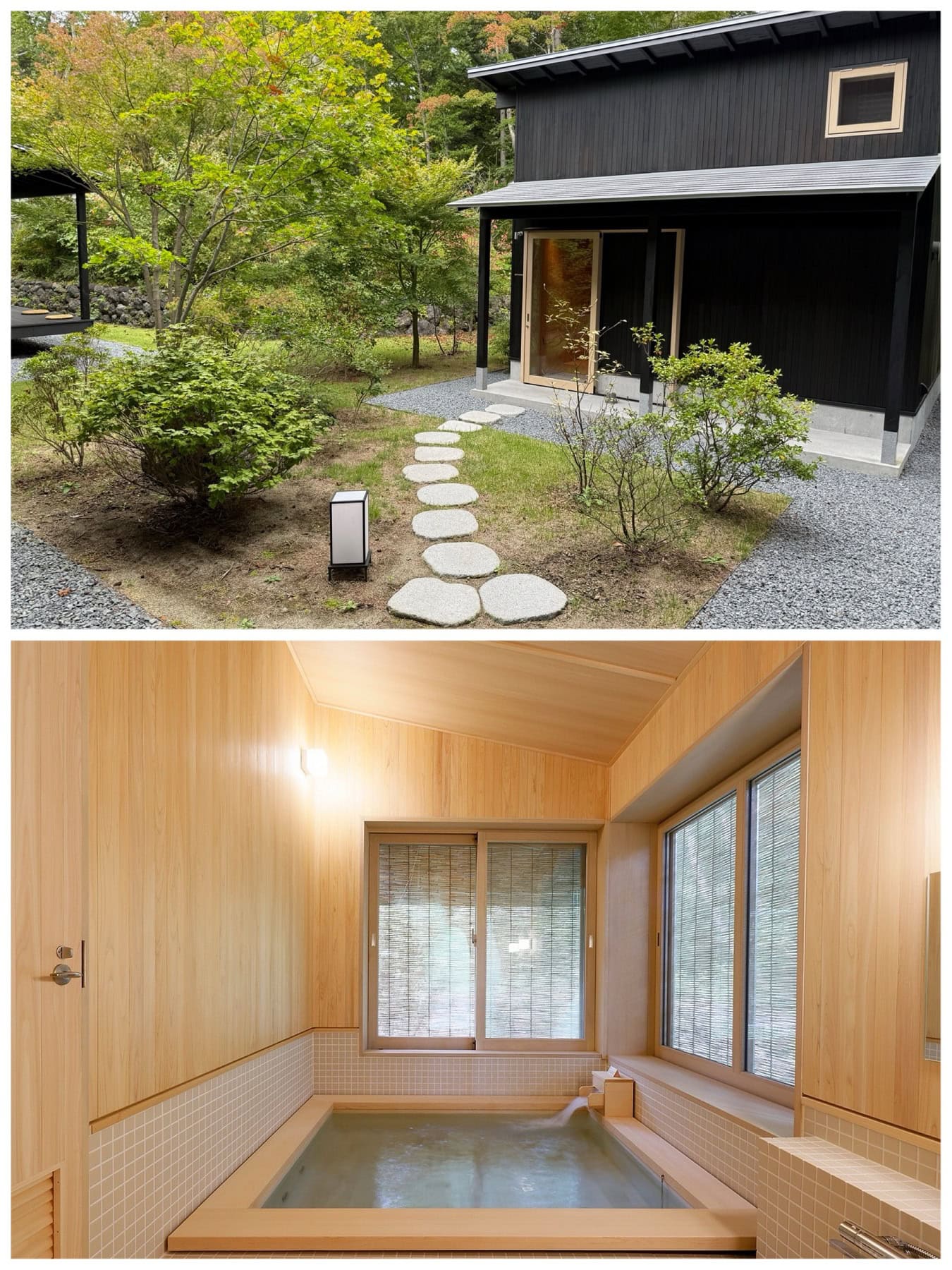 客室にヒノキの浴槽はついているけれど、ぜひ体験してほしいのが別棟の「バスハウス」。