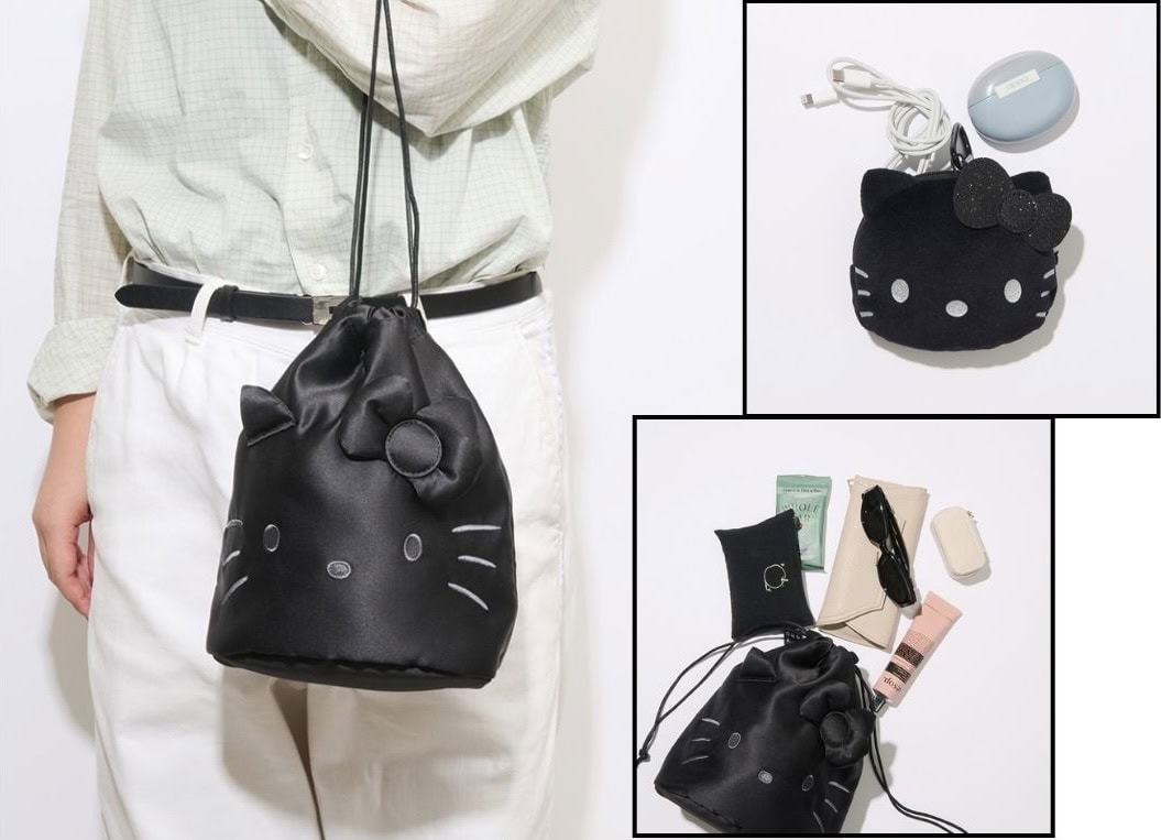 2025年11月28日(金)オトナミューズ1月号の付録はハローキティとオトナミューズのスペシャルコラボ。ツヤ巾着とふわふわフェイス&リップストップポーチの2個セット