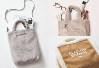 11月12日発売sweet12月号の付録は、大人気ジル バイ ジルスチュアートコラボのファーバッグ、ALLISON BROWNのロゴ刺繍入りボアポシェット
