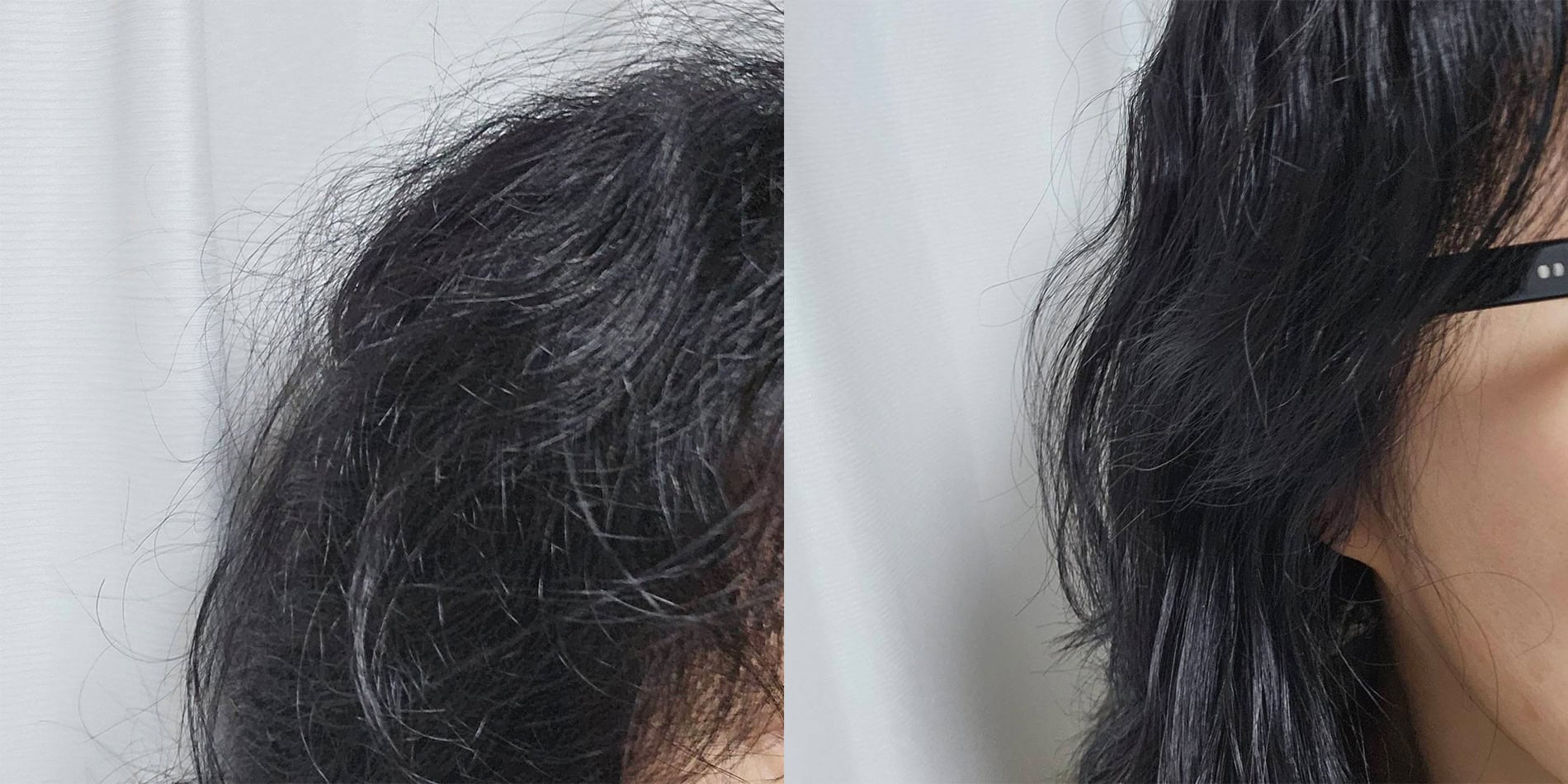 【SINORU】比較はこんな感じ。左が普段、右がSINORU4アイテム使用時の翌朝です。パサつきなし！