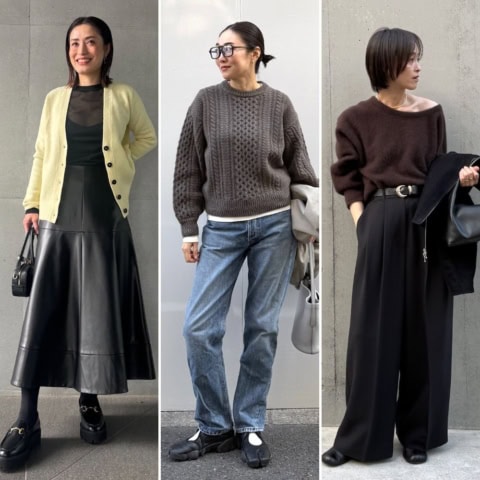 【40代スナップ7選】今季、ニットも「ブラウン」が大人気！差し色ビビッドカラーで味変も♡