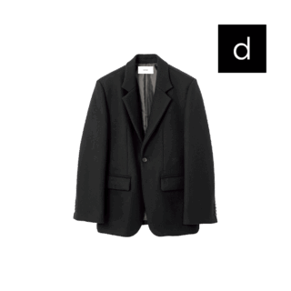 【G.V.G.V.のジャケット】 厚手で真冬も出番がありそうな黒ジャケット。王道のビッグシルエットで、どんなコーデにもしっくりハマります。¥72,600（ジーヴィージーヴィー／grapevine by k3）