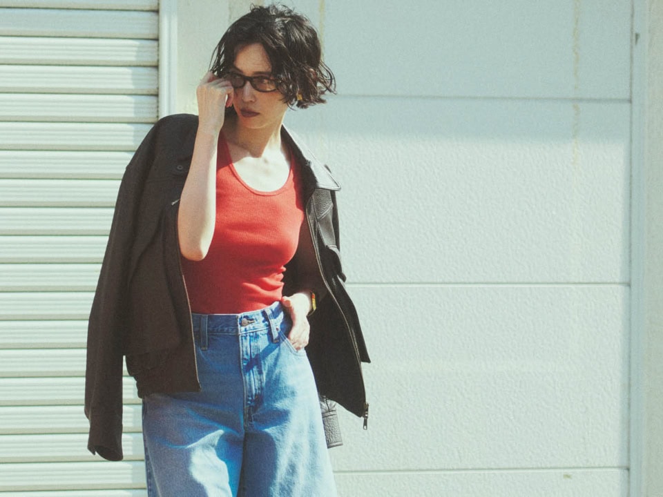 デニムハーフパンツに「レザーブルゾン」を羽織るだけで一気に秋冬らしく!【10日間着まわし】