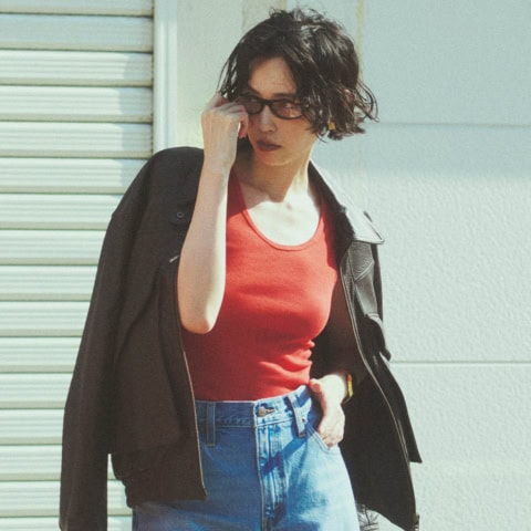 デニムハーフパンツに「レザーブルゾン」を羽織るだけで一気に秋冬らしく!【10日間着まわし】