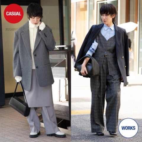 【お仕事トラッド】はジレやブーツで女っぽさをポイントにすると素敵！｜業界人オンオフスナップ