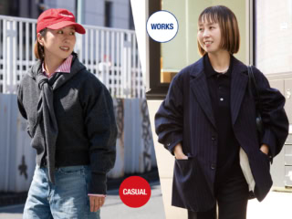 キャップ、三角ストールの旬アイテムコーデも「グレー×赤」の色使いで【大人洗練トラッド】に!